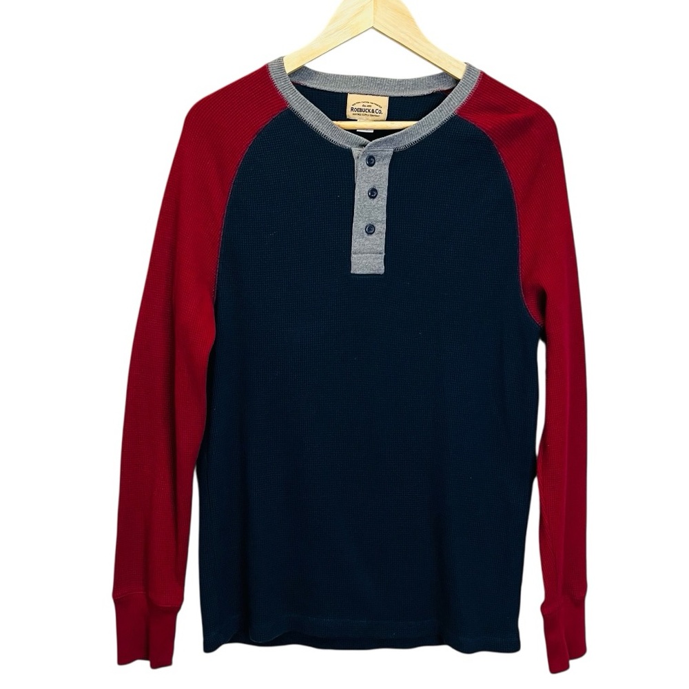 Roebuck & Co Men's  Size S Crewneck Sweatshirt Red, Navy Blue Gray long sleeve